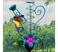 Jauge De Pluie En Fer Forgé Solaire Papillon Jardin LumièRe ExtéRieure Capteur LumièRe PluviomèTre DéCoratif Pour Jardin, Balcon, Terrasse, Motif Grenouille, En Acier, Effet Rouille 25X9X94Cm