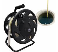 Jauge de Profondeur d'Eau de Puits 10-300 m, Indicateur Électronique de Niveau d'Eau avec Sonde 316L de 15 mm, Ruban Métrique en Acier, Signal Sonore et Voyant Lumineux(Black,150m)