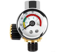 Jauge de régulation de pression d'air G1/4 avec bouton doré pour outils pneumatiques de pulvérisation à double échelle Affichage de barre PSI Valve de réglage précis pour système de compresseur (A)