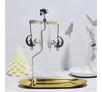 Jauhmui Bougeoir rotatif, Chat Lune doré, Carrousel pour bougie avec grand plateau, Photophore rotatif pour la maison/fête/mariage/décoration de table