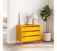 Jaune Buffet de rangement - SOLOMOON - Commode salon - jaune moutarde 68x39x58,5 cm - acier laminé à froid FR7202