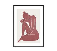 Jaune et rouge abstrait femme corps Art toile peinture affiches et impressions ligne mur photos for salon décoration Simple (Color : B, Size : 40x50cm No Framed)