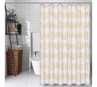 Jaune Rideau Douche 180x180cm Rideau de Douche Crème Shower Curtain - Impression Polyester Tissu - avec 12 Crochets - Tissu Lavable en Machine - Imperméable - pour Salle de Bain - Hôtel D#920