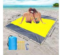 (Jaune)Tapis De Plage Couverture Pique Nique 200x210cm Couverture De Plage Ultra-Légère Natte De Plage Extérieure Imperméable Pour La Plage,Le Camping,Portable À Séchage Rapide.