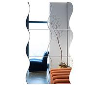 JAWSEU Lot de 6 Autocollants Muraux 3D Ondulés en Acrylique, Miroir Autocollant Adhésifs Stickers Muraux Effet Miroir Ondulé 3D Décoration Murale pour Maison, Salon, Chambre à Coucher