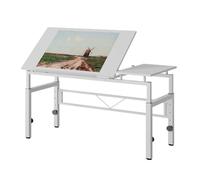 Jaxenor Table à dessin avec 4 pieds de nivellement, bureau avec plateau réglable (0-60 degrés), table d'architecte, bureau d'étudiant pour techniciens, architectes, 120 x 60 x 77-100 cm, blanc