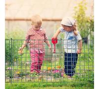 Jaxguom Kit complet de clôture de jardin en métal - 20 éléments de clôture - Longueur : 14,96 m - Avec 24 barres de fixation - Clôture pour chien - Clôture en treillis pour animaux (droite, verte)