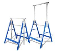 Jaxguom Lot de 2 tréteaux de travail réglables en hauteur sur 7 niveaux (80-130 cm), Tréteau d'échafaudage 400 kg par paire, pliable pour la maison, l'atelier et le jardin, bleu