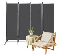 Jaxguom Paravent 4 Panneaux 200 x 170 cm, Brise-vue Gris Foncé | Paravent autoportant et brise-vue pour intérieur, jardin, balcon, terrasse, bureau, salle de bain et cabine d’essayage.