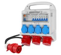 Jaxguom Répartiteur de courant portable 4 x 230 V, 2 x CEE 16 A, 1 x CEE 32 | Répartiteur de courant IP65 avec câble d'alimentation H07RN-F de 1,4 m et fiche pour l'intérieur et l'extérieur, chantiers