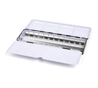 Jaxon Boîte Vide en métal Robuste pour Aquarelle 24 Demi-ou 12 Bols Entiers avec Palette Pliable et Anneau pour Le Pouce