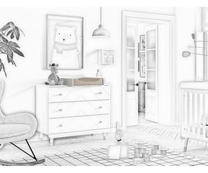 JAXX - BILLY Cadre à langer pour commode Billy, finition MDF laqué blanc