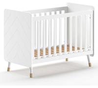 JAXX - BILLY Lit bébé LF 60 x 120 cm, avec sommier réglable. Sommier à lattes, MDF laqué blanc
