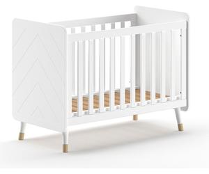 JAXX - BILLY Lit bébé LF 60 x 120 cm, avec sommier réglable. Sommier à lattes, MDF laqué blanc