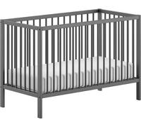 JAXX - DINO Lit de bébé à barreaux 60 x 120 cm, hauteur réglable. Sommier à lattes, hêtre massif laqué anthracite