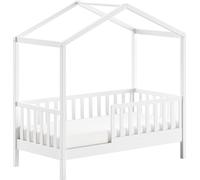 JAXX - Junior Lit de maison avec rebord latéral 70 x 140 cm surface de couchage, incl. sommier à lattes pin massif blanc