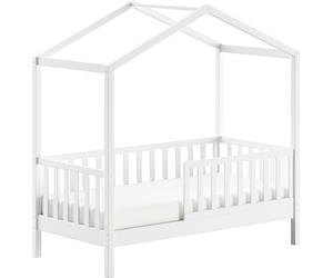 JAXX - Junior Lit de maison avec rebord latéral 70 x 140 cm surface de couchage, incl. sommier à lattes pin massif blanc