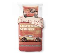 Jay Franco Disney Cars Ensemble Housse de Couette Simple pour Enfants - Literie Ultra-Douce 100% Coton avec taie d’Oreiller, Produit sous Licence Officielle, Cramoisi, Ensemble 2 pièces