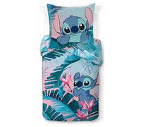 Jay Franco Disney Lilo & Stitch - Parure de lit Une Personne pour Enfant - Ensemble Housse de Couette et taie d'oreiller 80 x 80 cm - 100% Coton