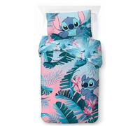 Jay Franco Disney Lilo & Stitch - Parure de lit Une Personne pour Enfant - Ensemble Housse de Couette et taie d'oreiller 50 x 70 cm - 100% Coton