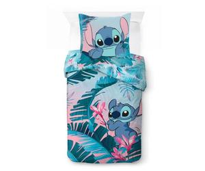 Jay Franco Disney Lilo & Stitch - Parure de lit Une Personne pour Enfant - Ensemble Housse de Couette et taie d'oreiller 80 x 80 cm - 100% Coton