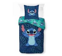 Jay Franco Ensemble de Housse de Couette Kids Disney Lilo et Stitch - Literie Ultra-Douce 100% Coton avec taie d'oreiller, Produit sous Licence Officielle, Bleu Marine, 2 pièces pour lit Simple
