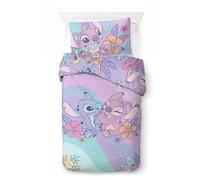Jay Franco Ensemble de Housse de Couette Kids Disney Lilo et Stitch - Literie Ultra-Douce 100% Coton avec taie d'oreiller, Produit sous Licence Officielle, Violet, 2 pièces pour lit Simple