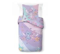 Jay Franco Ensemble de Housse de Couette Kids Disney Lilo et Stitch - Literie Ultra-Douce 100% Coton avec taie d'oreiller, Produit sous Licence Officielle, Violet, 2 pièces pour lit Simple