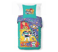 Jay Franco Ensemble de Housse de Couette Kids Disney Toy Story - Literie Ultra-Douce 100% Coton avec taie d'oreiller, Produit sous Licence Officielle, Bleu Sarcelle, 2 pièces Simple