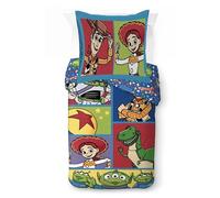 Jay Franco Ensemble de Housse de Couette Kids Disney Toy Story - Literie Ultra-Douce 100% Coton avec taie d'oreiller, Produit sous Licence Officielle, Bleu, 2 pièces pour lit Simple