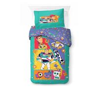 Jay Franco Ensemble de Housse de Couette Kids Disney Toy Story - Literie Ultra-Douce 100% Coton avec taie d'oreiller, Produit sous Licence Officielle, Bleu Sarcelle, 2 pièces Simple