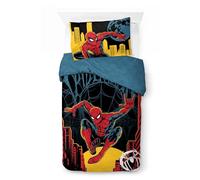 Jay Franco Ensemble de Housse de Couette Kids Marvel Spiderman - Literie Ultra-Douce 100% Coton avec taie d'oreiller, Produit sous Licence Officielle, Noir, 2 pièces Simple