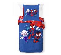 Jay Franco Ensemble de Housse de Couette Kids Marvel Spidey & His Amazing Friends - Literie Ultra-Douce 100% Coton avec taie d'oreiller, Produit sous Officielle, Bleu, 2 pièces pour lit Simple