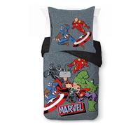Jay Franco Kids Marvel Avengers Ensemble de Housse de Couette - Literie Ultra Douce avec taie d'oreiller, Housse Uniquement, Couette Non Incluse, Gris, 2 pièces Simple