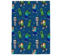 Jay Franco Kids Minecraft Couverture en Peluche - 130 x 150 cm Couverture en Polaire Douce et Confortable pour la Chambre et Le canapé, Produit sous Licence Officielle, Bleu