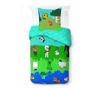 Jay Franco Kids Mojang Minecraft Ensemble de Housse de Couette - Literie Ultra Douce avec taie d'oreiller, Housse Uniquement, Couette Non Incluse, Multicolore, 2 pièces Simple