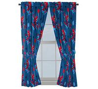 Jay Franco Lot de 4 rideaux de fenêtre pour enfants comprenant 2 embrasses, belle décoration de chambre à coucher et installation facile, bleu - Spiderman, 160 cm