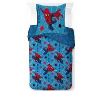 Jay Franco Marvel Spiderman Ensemble Housse de Couette - Linge de Lit Ultra Doux pour Enfants avec Taie d’Oreiller, Housse Seulement (Garnissage Non Inclus), Bleu, 2 Pièces Simple