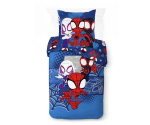 Jay Franco Marvel Spidey et Ses Amis extraordinaires Vroom - Parure de lit Une Personne pour Enfant - Ensemble Housse de Couette et taie d'oreiller 80 x 80 cm - 100% Coton