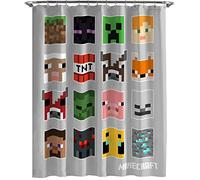 Jay Franco Minecraft Mobs and Blocks Rideau de douche pour joueur en tissu facile d'entretien avec Creeper (produit officiel Minecraft)