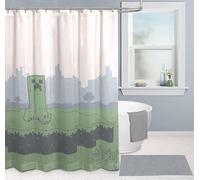 Jay Franco Rideau de Douche Minecraft Creeper 178 x 182 cm - Décoration de Salle de Bains à Motif Jeu vidéo en Tissu