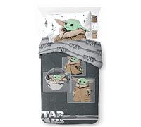 Jay Franco Star Wars Mandalorien, Parure de lit Enfant 140x200 cm, 100% Coton, lit 1 Personne - Comprend Housse de Couette, Drap Housse & taie d'oreiller - Convient aux Lits de 90x190cm à 90x200cm