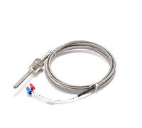 Jaybva Thermocouple étanche type K Sonde de capteur de température pour contrôleur de température PID à deux fils en acier inoxydable NPT 1/4" filetage de tuyau 0~400°C avec 2 m d'isolation