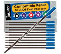 Jaymo - 12 - Recharges pour stylo à bille Bleu Cross®. Écriture allemande lisse et pointe moyenne de 1 mm. # 8511
