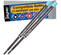 Jaymo - 2 - Recharges de stylo à bille compatibles avec Waterman® bleu - Encre allemande de couleur lisse avec pointe moyenne de 7 mm - Comparatif à la référence Waterman® S0791020