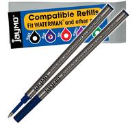 Jaymo - 2 - Recharges de stylos à bille compatibles avec Waterman® bleus - Encre lisse allemande à écriture lisse et pointe fine .5 mm - Comparatif à la référence Waterman® # S0112680 / 540961/54091