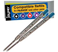 Jaymo - 2 - Recharges de stylos compatibles Parker® avec gel bleu. Écriture lisse allemande .7mm pointe moyenne et encre. # 30526PP