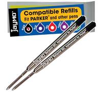 Jaymo - 2 - Recharges de stylos compatibles Parker® avec gel noir. Écriture lisse allemande .7mm pointe moyenne et encre. # 30525PP