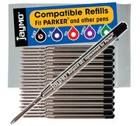 Jaymo - 24 - Recharges de stylos compatibles Parker® avec gel noir. Écriture lisse allemande .7mm pointe moyenne et encre. # 30525PP