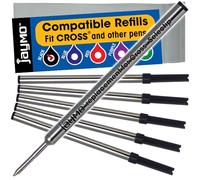 Jaymo - 6 Noir - Remplacement pour Cross Selectip 8523 Rolling Ball Pen Recharge Stylo Gel - Encre d'écriture lisse et pointe moyenne de 0,7 mm - Longueur 111 mm - Mesurer avant de commander